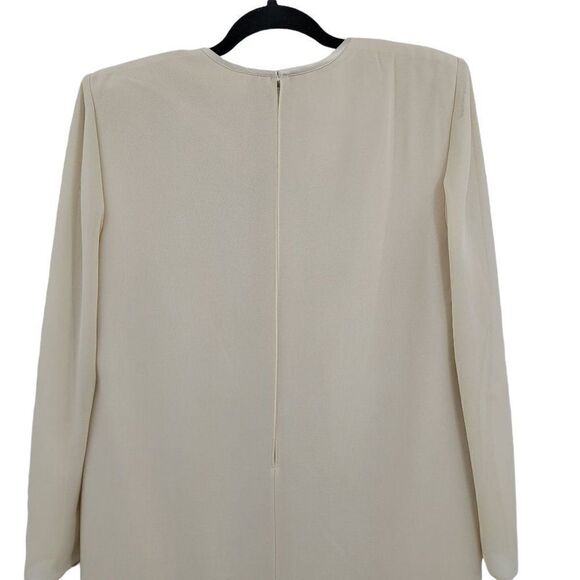 Vtg Draper's & Damon's Dress Formal Modest Caped Shift Embroidered Cream Sz MP - Picture 8 of 9